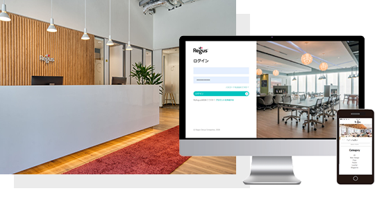 イメージ：センターの受付スタッフにMy Regusアプリを提示